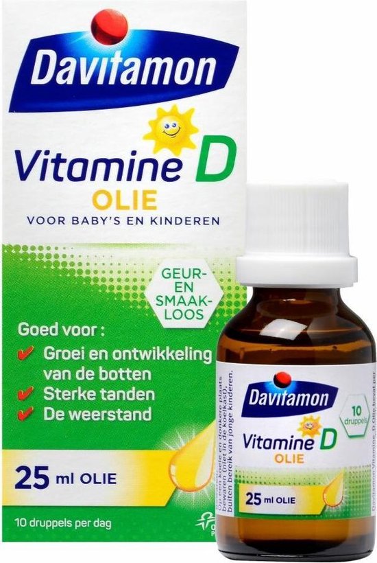Davitamon vitamine D olie baby en kind - bevat vitamine D3 – suikervrij - 25ml