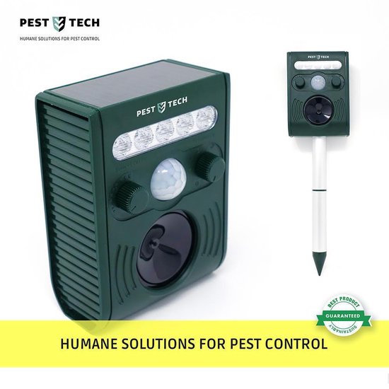 Pest Tech PT-221 - Ultrasone Kattenverjager op zonneenergie en oplaadbare batterij - verjaagt ook marters en andere dieren