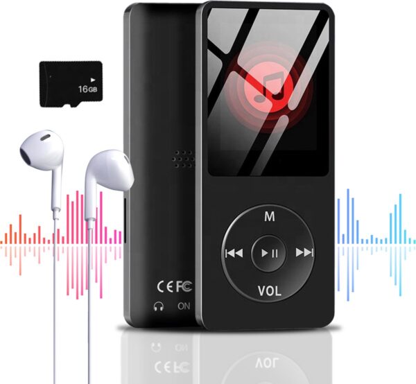 MP3 speler - MP3 speler Bluetooth - Ondersteuning tot 128 MB - Inclusief 16GB Geheugenkaart - Met FM radio en Spraakrecorder - Inclusief Oordopjes